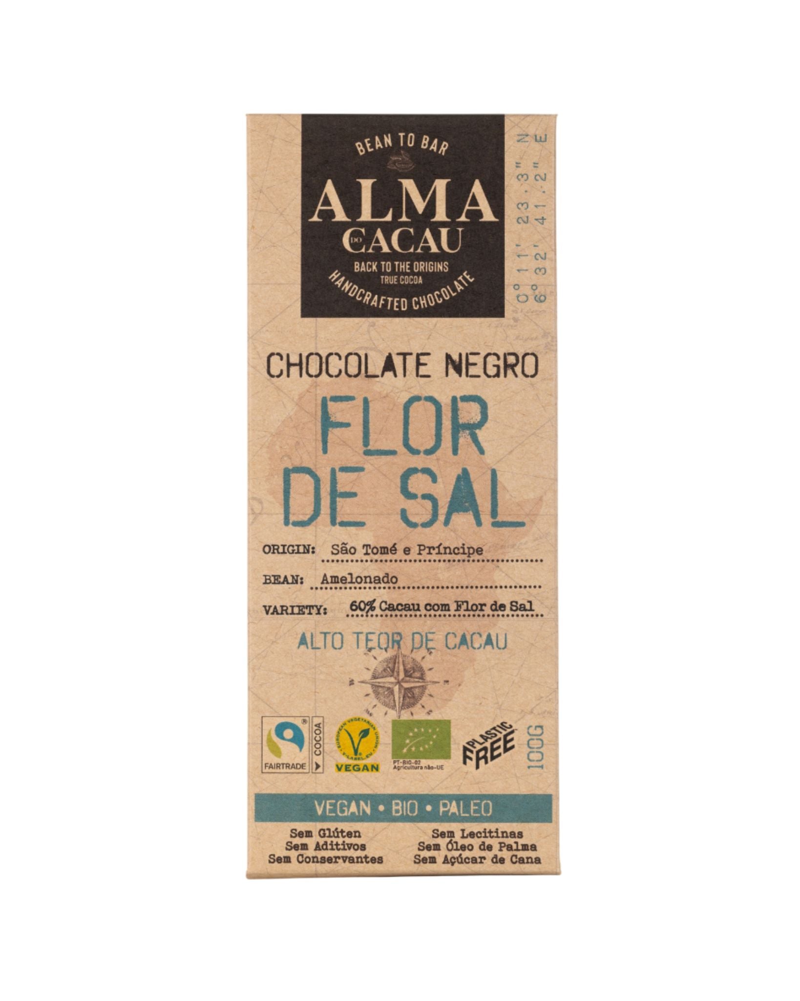 Chocolate Negro BIO 60% Cacau c/ Flor de Sal Alma do Cacau 100 g